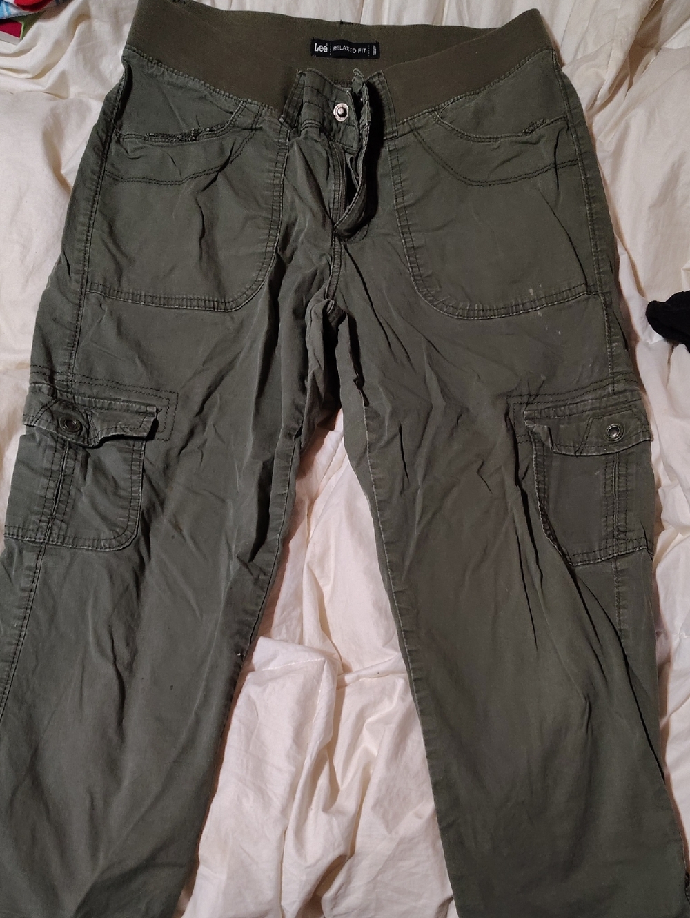 Lee Olive Green Women's Cargo Pants with Drawstring Waist